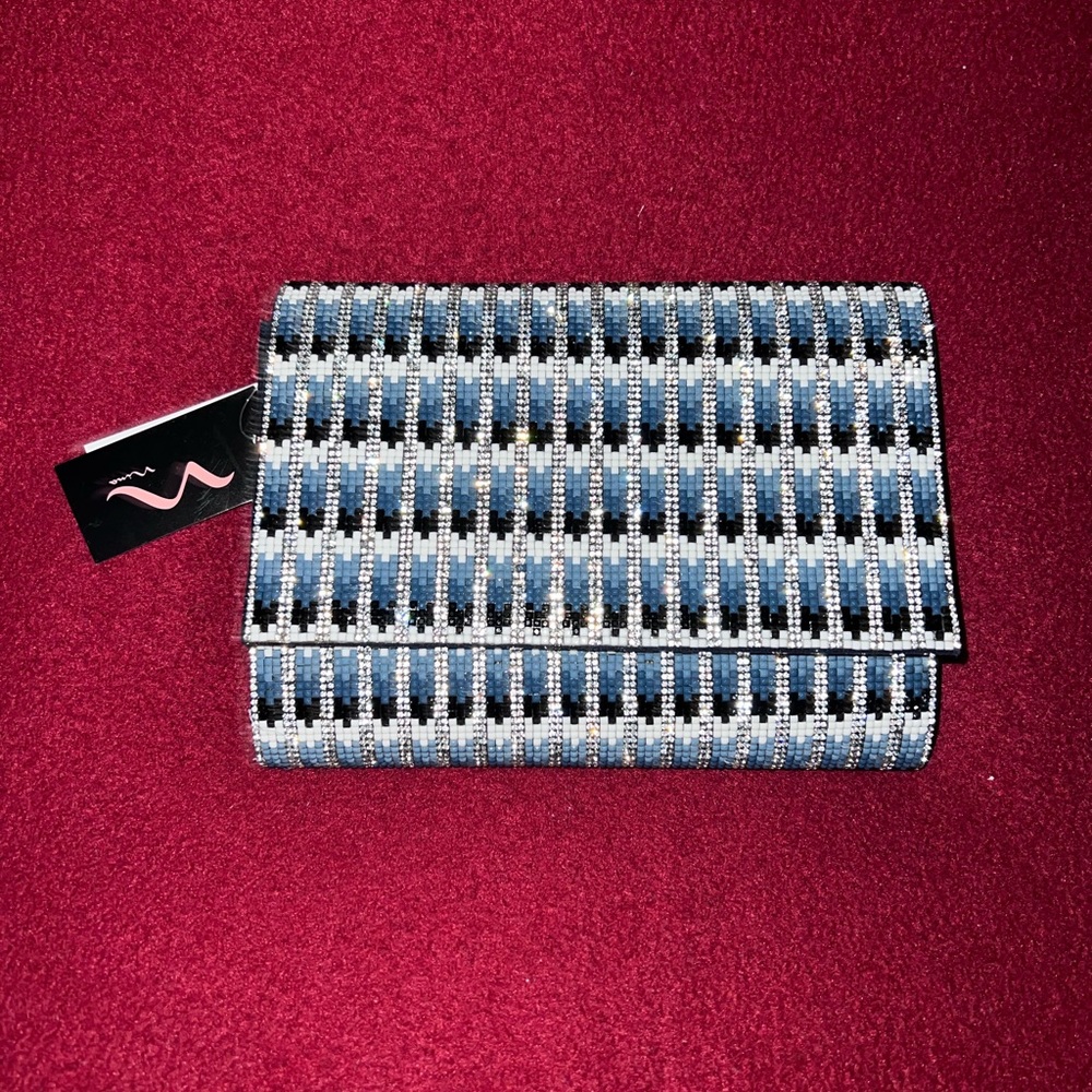 Nina Navy Sequined Clutch**NEW W/TAGS**
